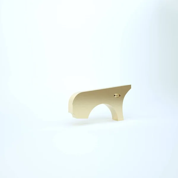 Gold Car Kotflügel Symbol isoliert auf weißem Hintergrund. 3D Illustration 3D Renderer — Stockfoto