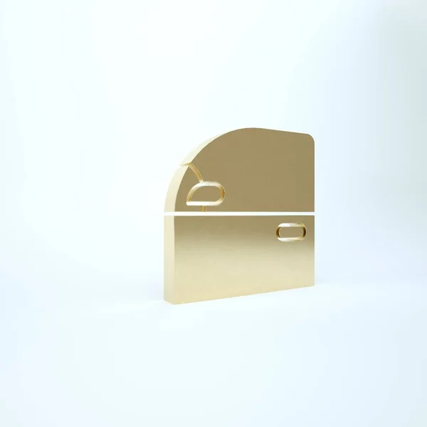 Beyaz arka planda izole edilmiş altın renkli araba kapısı simgesi. 3d illüstrasyon 3B canlandırma — Stok fotoğraf