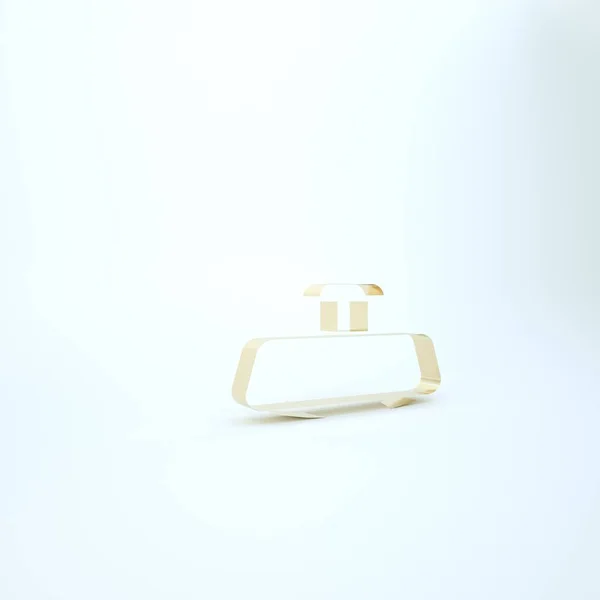 Icono de espejo Gold Car aislado sobre fondo blanco. 3D ilustración 3D render — Foto de Stock
