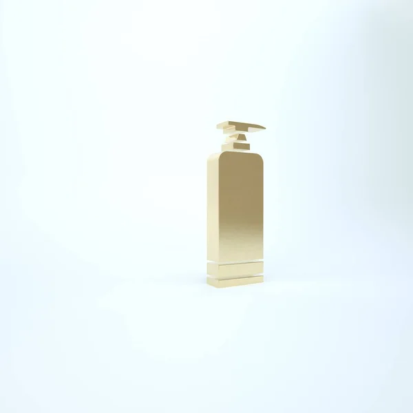 Icono de tubo cosmético de crema de oro o loción aislado sobre fondo blanco. Productos para el cuidado del cuerpo para hombres. 3D ilustración 3D render —  Fotos de Stock