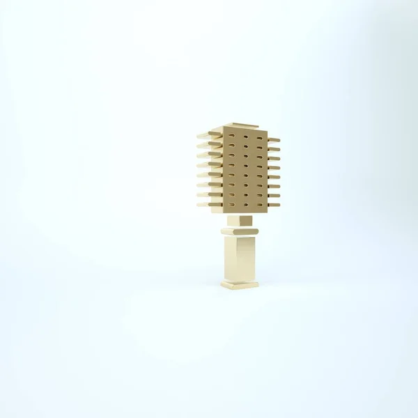 Gold Hairbrush icon isolated on white background. Comb hair sign. Barber symbol. 3d illustration 3D render — Stock Photo, Image