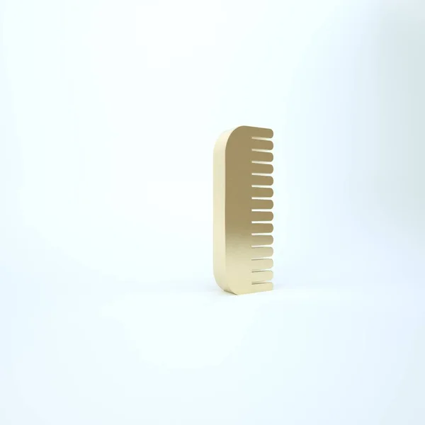 Gold Haarbürste Symbol isoliert auf weißem Hintergrund. Haarschild kämmen. Friseur-Symbol. 3D Illustration 3D Renderer — Stockfoto