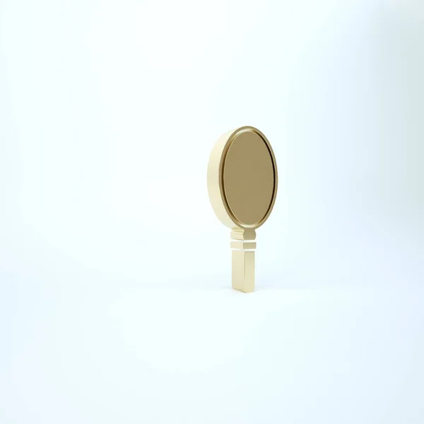 Золота піктограма ручного дзеркала ізольована на білому тлі. 3D ілюстрація 3D рендеринга — стокове фото