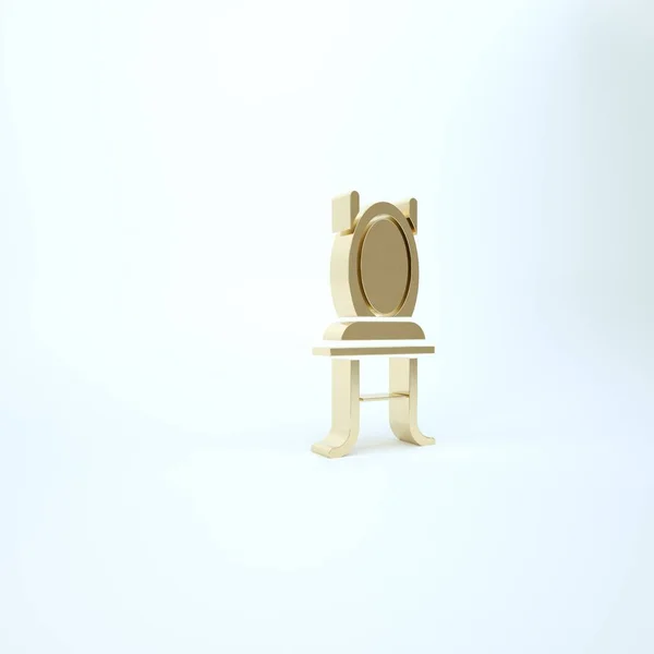 Gouden stoel pictogram geïsoleerd op witte achtergrond. 3d illustratie 3D renderen — Stockfoto