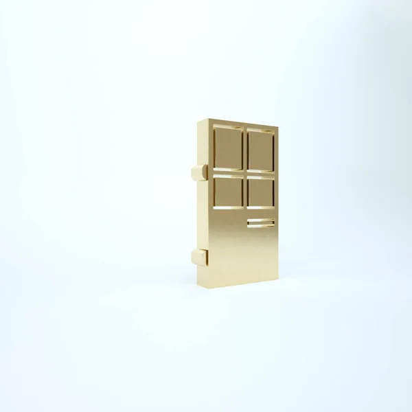 Icono de puerta cerrada de oro aislado sobre fondo blanco. 3D ilustración 3D render — Foto de Stock