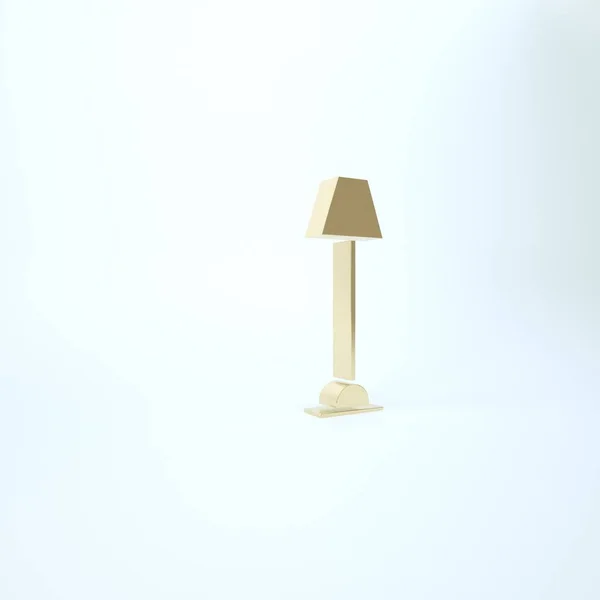 Beyaz arkaplanda izole edilmiş altın zemin lamba ikonu. 3d illüstrasyon 3B canlandırma — Stok fotoğraf