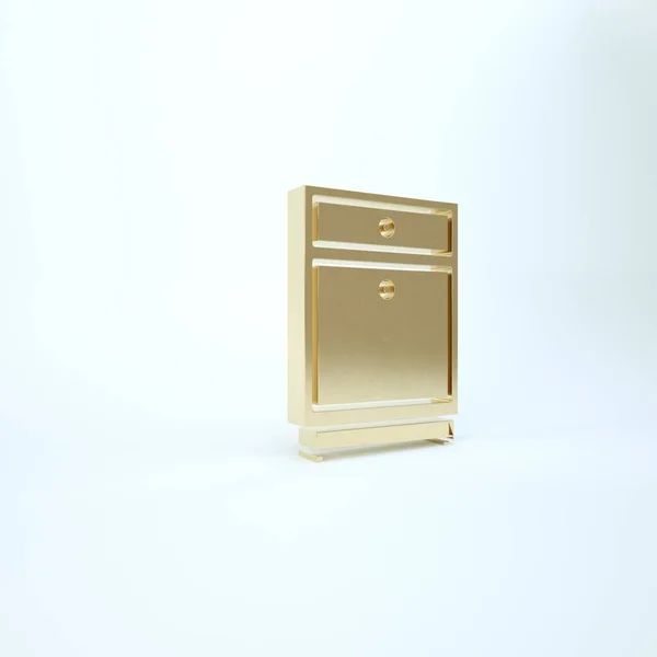 Gold Furniture Nachttischsymbol isoliert auf weißem Hintergrund. 3D Illustration 3D Renderer — Stockfoto