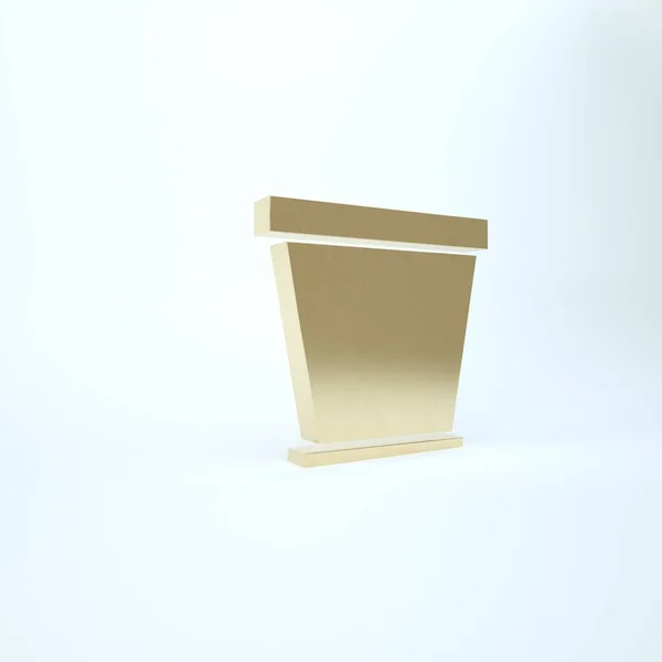 Gold Flower pot pictogram geïsoleerd op witte achtergrond. 3d illustratie 3D renderen — Stockfoto