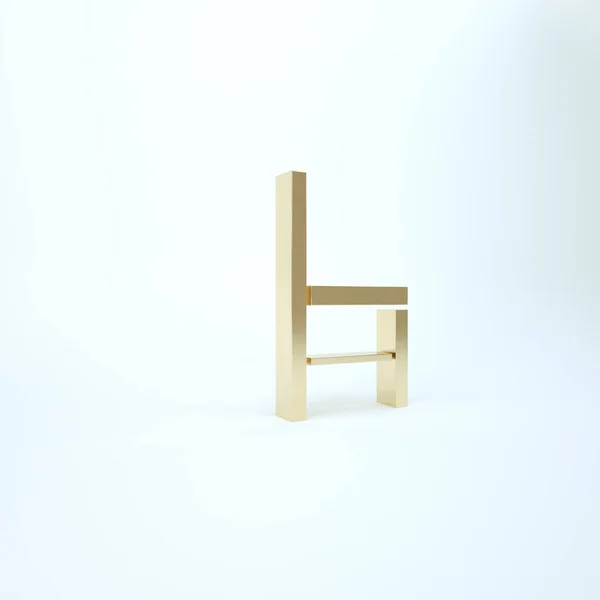 Guld stol ikon isolerad på vit bakgrund. 3D-återgivning för 3D — Stockfoto