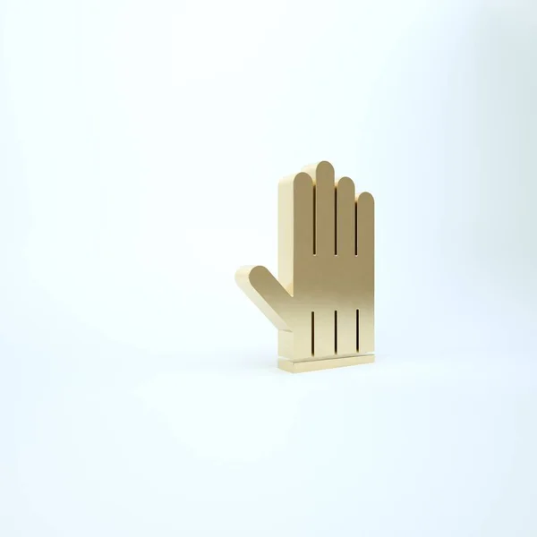 Χρυσό δερμάτινο γάντι εικονίδιο που απομονώνεται σε λευκό φόντο. 3d απεικόνιση 3D καθιστούν — Φωτογραφία Αρχείου