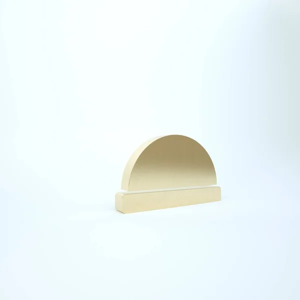 Gold Beanie hoed pictogram geïsoleerd op witte achtergrond. 3d illustratie 3D renderen — Stockfoto