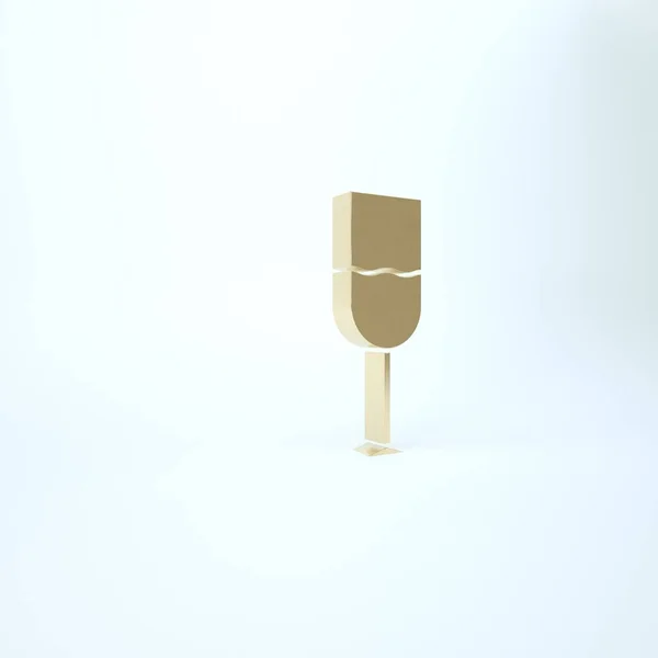 Ícone de vidro de vinho de ouro isolado no fundo branco. Ícone de vinho. Símbolo Goblet. Sinal de vidro. 3D ilustração 3D render — Fotografia de Stock