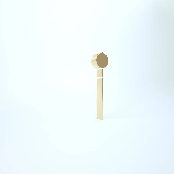 Złota Średniowieczna ikona kuli maczugi odizolowana na białym tle. Średniowieczna broń. Ilustracja 3D 3D renderowania — Zdjęcie stockowe