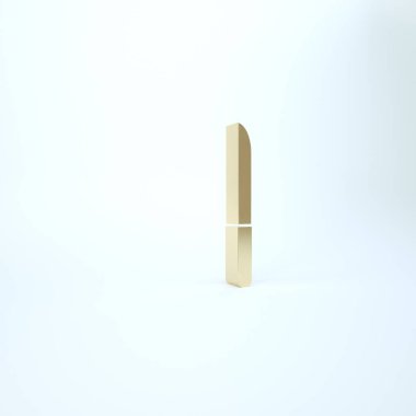 Altın Bıçak simgesi beyaz arkaplanda izole edildi. Çatal bıçak sembolü. 3d illüstrasyon 3B canlandırma