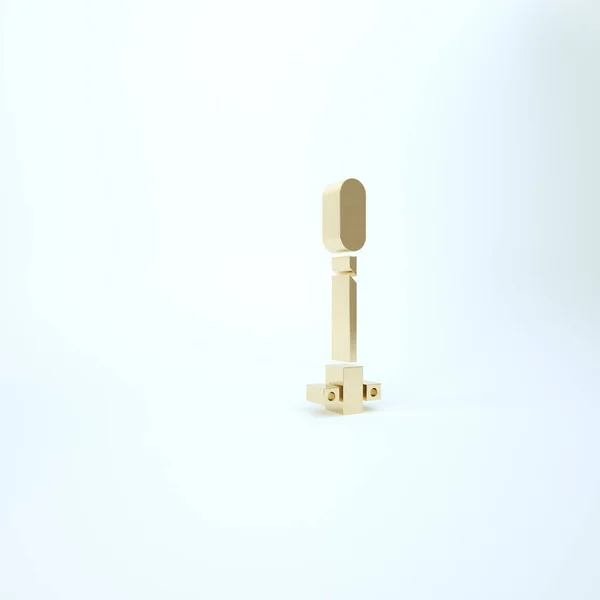 Gold Torch vlam pictogram geïsoleerd op witte achtergrond. Symbool vuur heet, vlam kracht, vlammen en warmte. 3d illustratie 3D renderen — Stockfoto