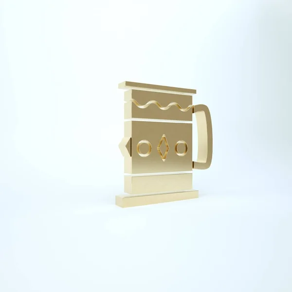 Złoty drewniany kubek ikona izolowane na białym tle. Ilustracja 3D 3D renderowania — Zdjęcie stockowe