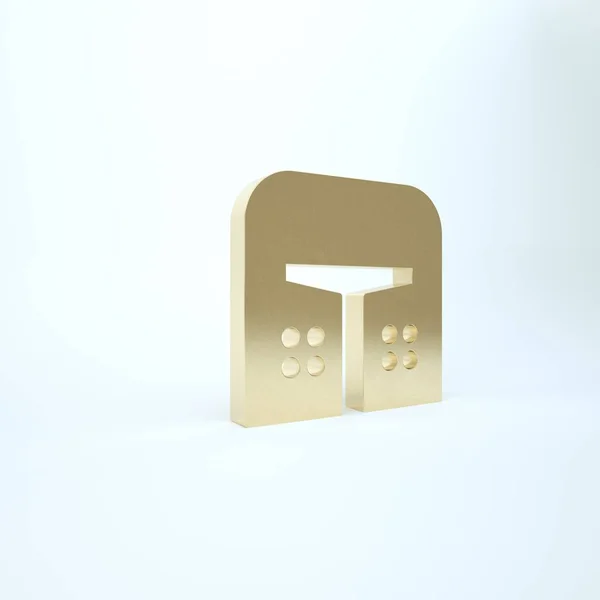 Złoty średniowieczny kask żelazny do ikony ochrony głowy izolowany na białym tle. Ilustracja 3D 3D renderowania — Zdjęcie stockowe
