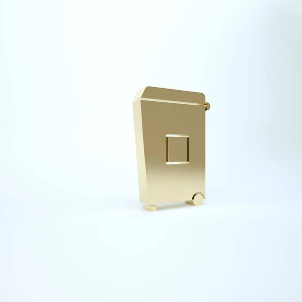 Gold Trash can icon isolated on white background. Garbage bin sign. Recycle basket icon. Office trash icon. 3d illustration 3D render — Stock Photo, Image