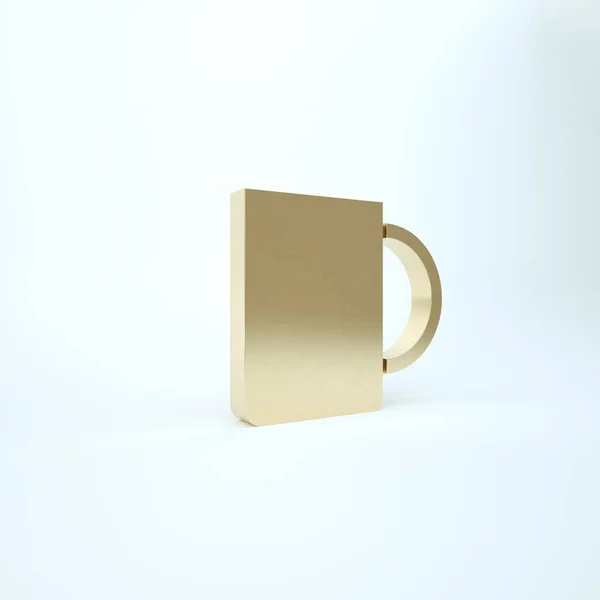 Arany kávé csésze ikon elszigetelt fehér háttér. Teáscsésze. Forró kávé. 3d illusztráció 3D render — Stock Fotó