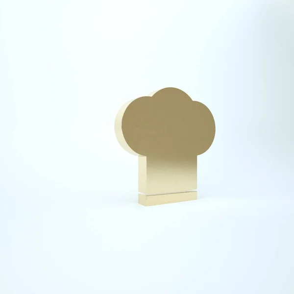Gold Chef hoed pictogram geïsoleerd op witte achtergrond. Koken symbool. Kookt hoed. 3d illustratie 3D renderen — Stockfoto