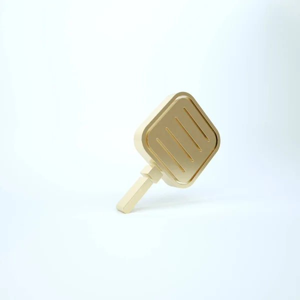 Золота панель смаження ізольована на білому тлі. Символ смаженої або смаженої їжі. 3D ілюстрація 3D рендеринга — стокове фото