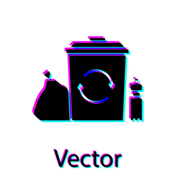 Schwarzer Papierkorb mit Symbolsymbol auf weißem Hintergrund. Mülleimer-Symbol. Mülleimer-Schild. Papierkorb. Vektorillustration — Stockvektor