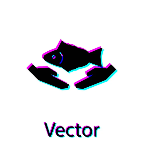 Icona per la cura del pesce nero isolata su sfondo bianco. Illustrazione vettoriale — Vettoriale Stock