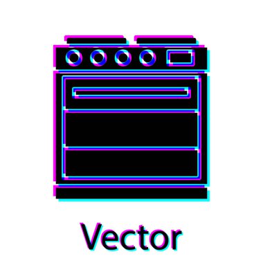 Siyah Fırın simgesi beyaz arka planda yalıtılmış. Soba gazlı fırın işareti. Vektör İllüstrasyonu
