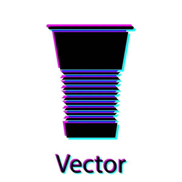 Ikona Černého Papíru Izolovaná Bílém Pozadí Sklenice Pití Symbol Čerstvého — Stockový vektor