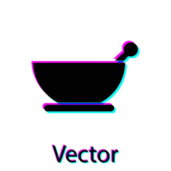 Icono Mortero Mortero Negro Aislado Sobre Fondo Blanco Ilustración Vectorial — Vector de stock