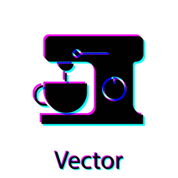 Icono Mezclador Eléctrico Negro Aislado Sobre Fondo Blanco Licuadora Cocina — Vector de stock