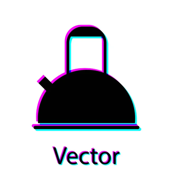 Schwarzer Wasserkocher Mit Griff Symbol Auf Weißem Hintergrund Teekanne Vorhanden — Stockvektor