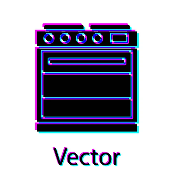 黑色烤箱图标隔离在白色背景上 炉式燃气炉标志 矢量插图 — 图库矢量图片