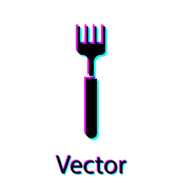 Icono Tenedor Negro Aislado Sobre Fondo Blanco Símbolo Cubertería Ilustración — Vector de stock