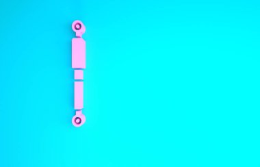 Pembe Şok emici simgesi mavi arkaplanda izole edildi. Minimalizm kavramı. 3d illüstrasyon 3B canlandırma