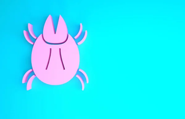 Pink Parasite mite icon isolated on blue background. Minimalism concept. 3d illustration 3D render — Stock Photo, Image