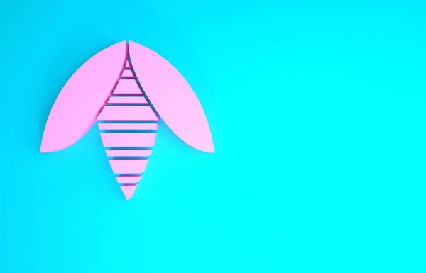 Значок Pink Bee выделен на синем фоне. Сладкая натуральная еда. Медовая пчела или апис с символом крыльев. Летающее насекомое. Концепция минимализма. 3D-рендеринг — стоковое фото