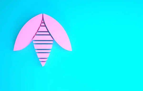 Pink Bee Symbol isoliert auf blauem Hintergrund. Süße natürliche Nahrung. Honigbiene oder Apis mit Flügeln Symbol. Fliegendes Insekt. Minimalismus-Konzept. 3D Illustration 3D Renderer — Stockfoto