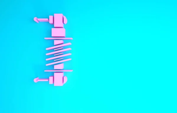 Pink Shock absorber icon isolated on blue background. Minimalism concept. 3d illustration 3D render — Stock Photo, Image