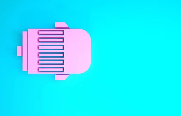 粉红电机图标隔离在蓝色背景上.汽车交流发电机。最低纲领的概念。3D渲染3D插图 — 图库照片