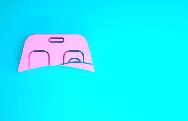 ピンクの車のフロントガラスのアイコンは、青の背景に隔離された。最小限の概念。3Dイラスト3Dレンダリング — ストック写真