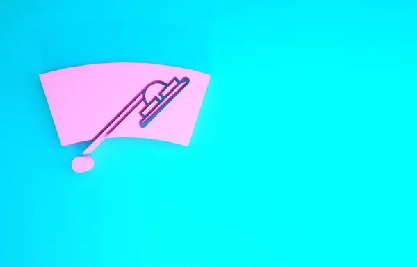 Essuie-glace rose icône isolée sur fond bleu. Concept de minimalisme. Illustration 3D rendu 3D — Photo