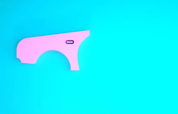 ピンクの車のフェンダーアイコンは青の背景に隔離されました。最小限の概念。3Dイラスト3Dレンダリング — ストック写真