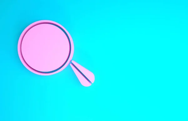 Icono de espejo rosa coche aislado sobre fondo azul. Concepto minimalista. 3D ilustración 3D render — Foto de Stock