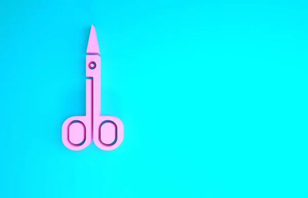 Pink Scissors icon isolated on blue background. Cutting tool sign. Minimalism concept. 3d illustration 3D render — Stock Photo, Image