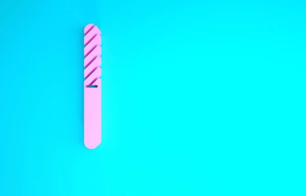 Pink Nail file icon isolated on blue background. Manicure tool. Minimalism concept. 3d illustration 3D render — Stock Photo, Image