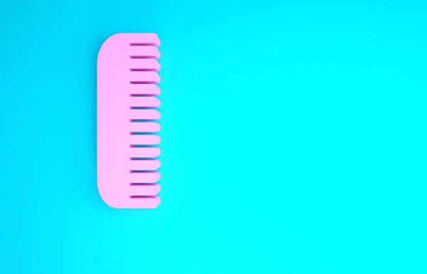 Pink Hairbrush icon isolated on blue background. Comb hair sign. Barber symbol. Minimalism concept. 3d illustration 3D render — Stock Photo, Image