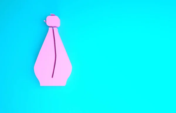 Ícone de perfume rosa isolado no fundo azul. Conceito de minimalismo. 3D ilustração 3D render — Fotografia de Stock