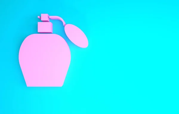 Icône parfum rose isolée sur fond bleu. Concept de minimalisme. Illustration 3D rendu 3D — Photo