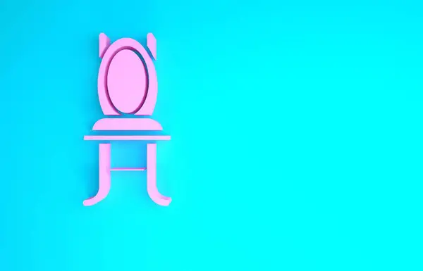 Εικόνα ροζ καρέκλας που απομονώνεται σε μπλε φόντο. Μινιμαλιστική έννοια. 3d απεικόνιση 3D καθιστούν — Φωτογραφία Αρχείου
